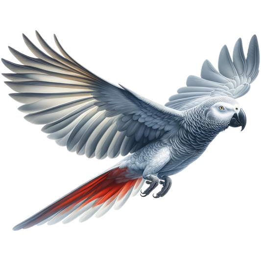 Grey Parrot Bird With Wide Wings Vinyl Sticker Decal
