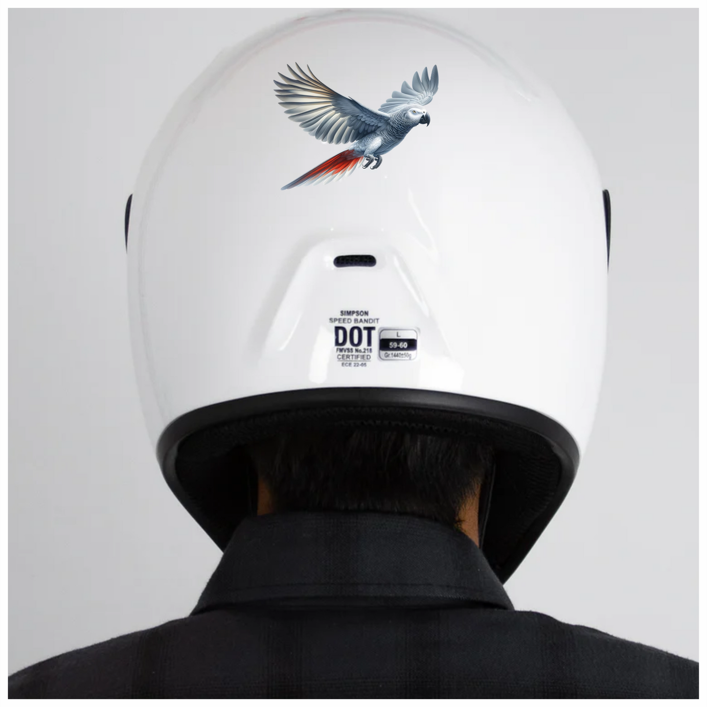 Grey Parrot Bird With Wide Wings Vinyl Sticker Decal