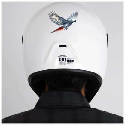 Grey Parrot Bird With Wide Wings Vinyl Sticker Decal