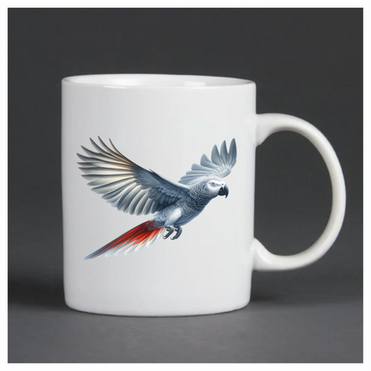 Grey Parrot Bird With Wide Wings Vinyl Sticker Decal