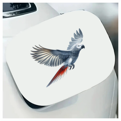 Grey Parrot Bird With Wide Wings Vinyl Sticker Decal