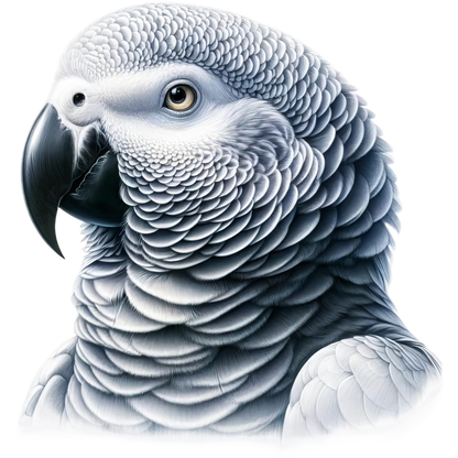 Grey Parrot Bird Head Close Up Vinyl Sticker Decal