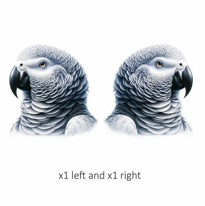 Grey Parrot Bird Head Close Up Vinyl Sticker Decal