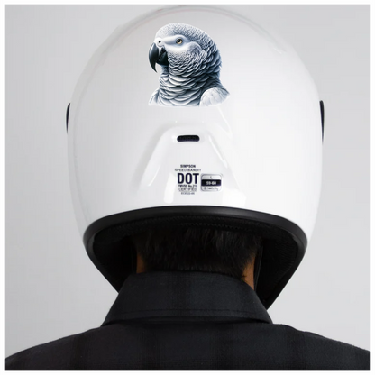 Grey Parrot Bird Head Close Up Vinyl Sticker Decal