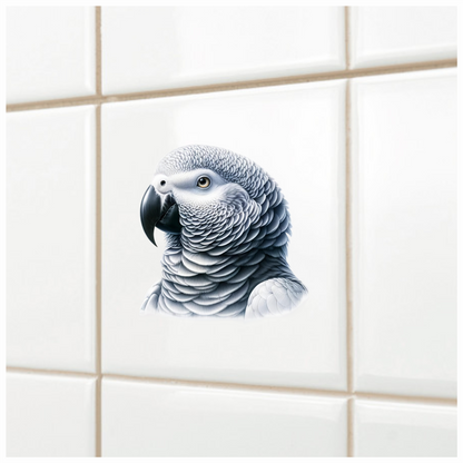 Grey Parrot Bird Head Close Up Vinyl Sticker Decal