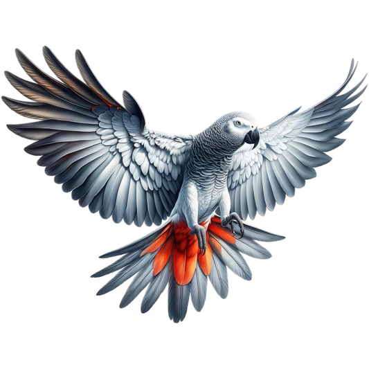 Grey Parrot Bird With Red Feathers Vinyl Sticker Decal