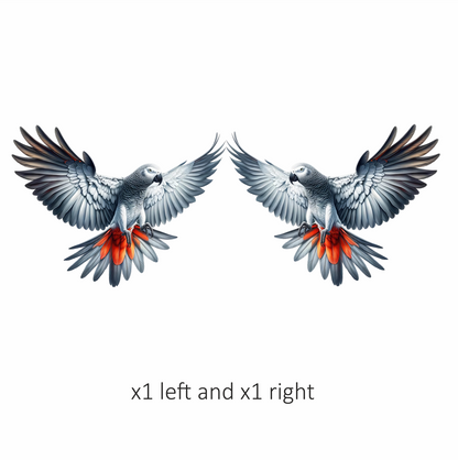 Grey Parrot Bird With Red Feathers Vinyl Sticker Decal