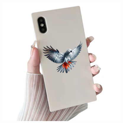 Grey Parrot Bird With Red Feathers Vinyl Sticker Decal
