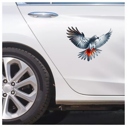 Grey Parrot Bird With Red Feathers Vinyl Sticker Decal