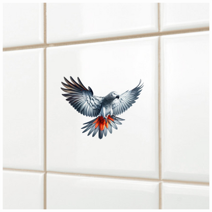 Grey Parrot Bird With Red Feathers Vinyl Sticker Decal