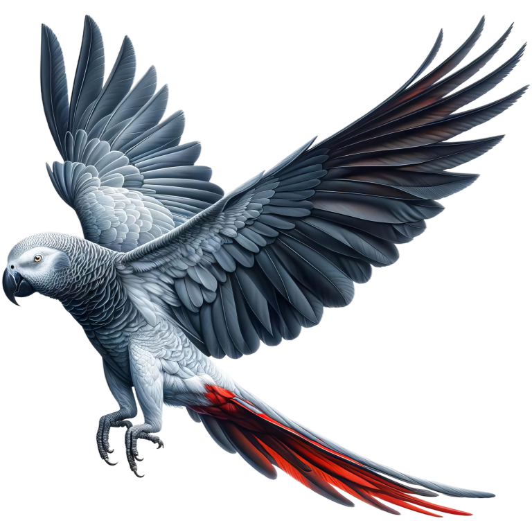 Grey Parrot Bird With Red Tail Vinyl Sticker Decal