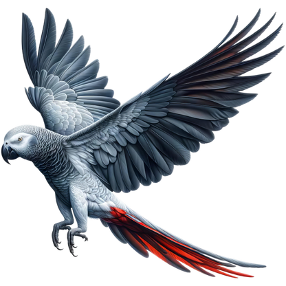 Grey Parrot Bird With Red Tail Vinyl Sticker Decal