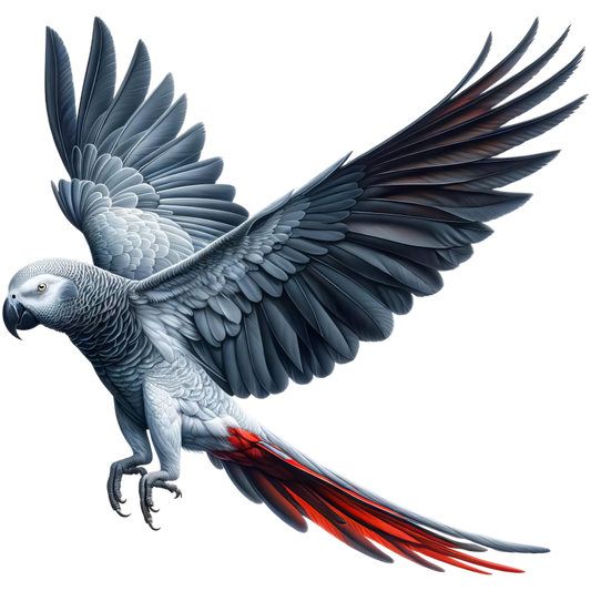 Grey Parrot Bird With Red Tail Vinyl Sticker Decal