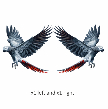 Grey Parrot Bird With Red Tail Vinyl Sticker Decal