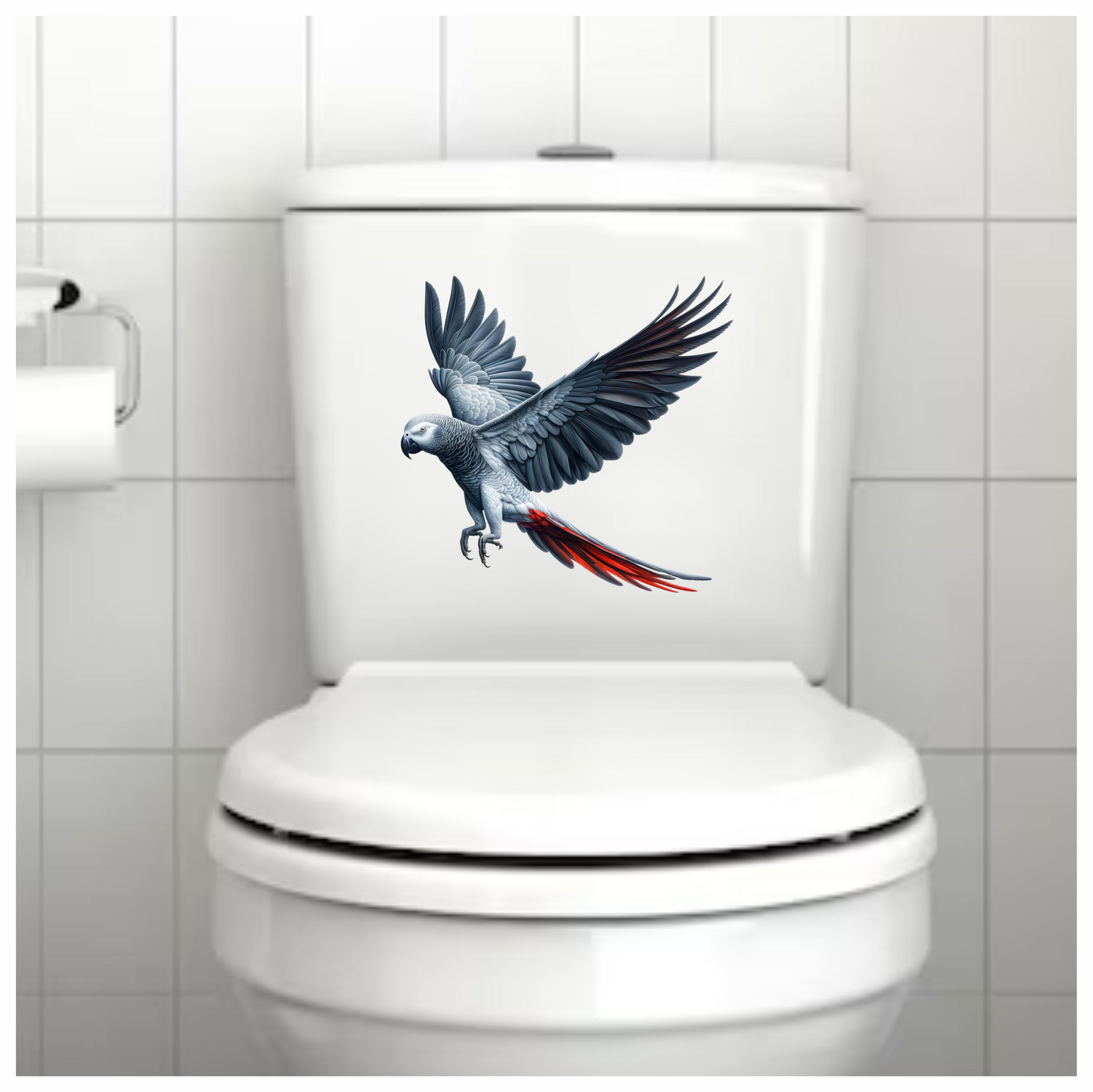Grey Parrot Bird With Red Tail Vinyl Sticker Decal