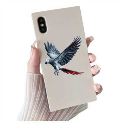 Grey Parrot Bird With Red Tail Vinyl Sticker Decal