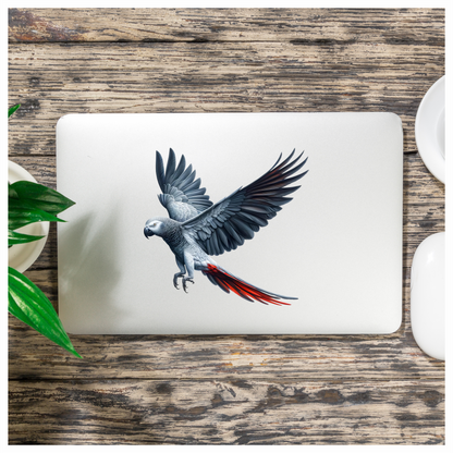 Grey Parrot Bird With Red Tail Vinyl Sticker Decal