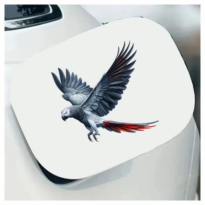 Grey Parrot Bird With Red Tail Vinyl Sticker Decal