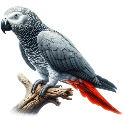 Grey Parrot Bird With Red Feathers Vinyl Sticker Decal