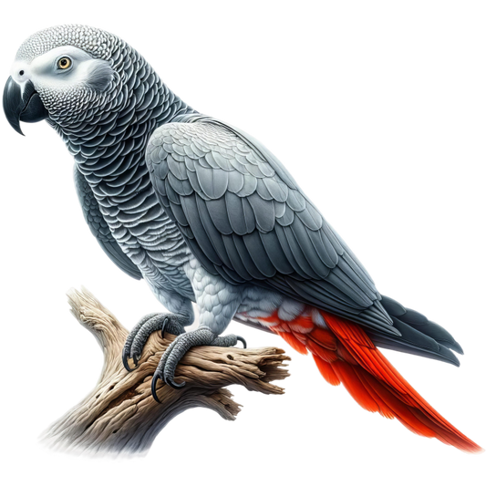 Grey Parrot Bird With Red Feathers Vinyl Sticker Decal