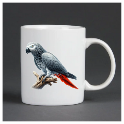 Grey Parrot Bird With Red Feathers Vinyl Sticker Decal