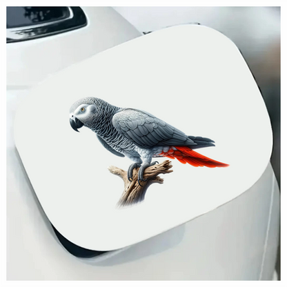 Grey Parrot Bird With Red Feathers Vinyl Sticker Decal