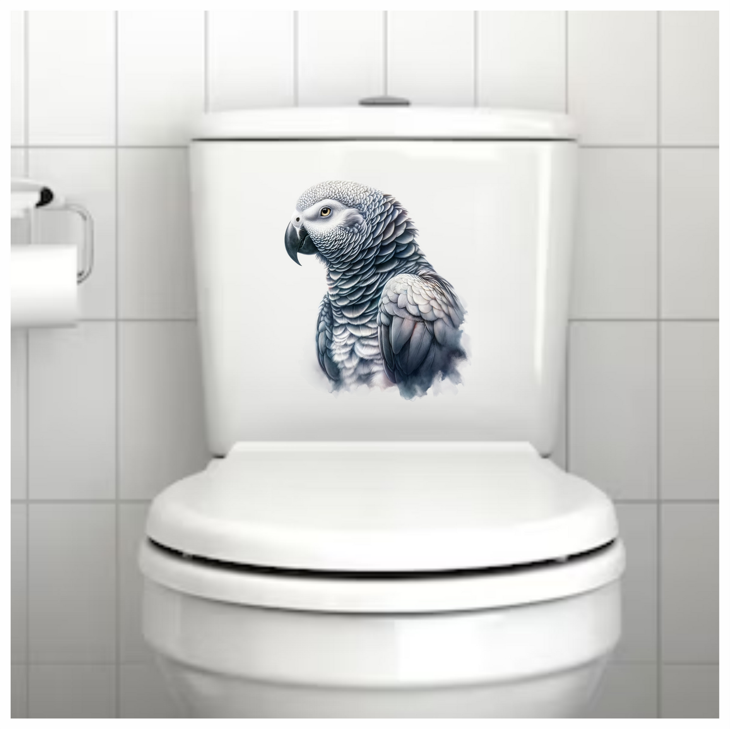 Grey Parrot Bird Close Up View Vinyl Sticker Decal