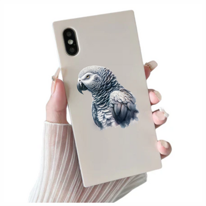 Grey Parrot Bird Close Up View Vinyl Sticker Decal
