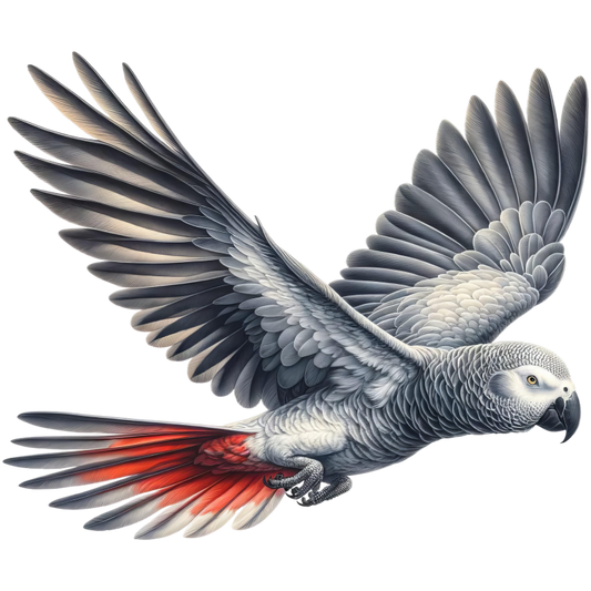 Grey Parrot Bird Flying With Wings Vinyl Sticker Decal