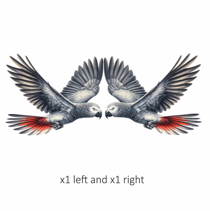 Grey Parrot Bird Flying With Wings Vinyl Sticker Decal