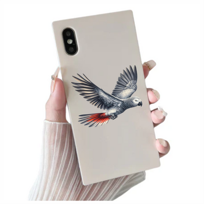 Grey Parrot Bird Flying With Wings Vinyl Sticker Decal