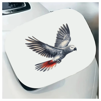 Grey Parrot Bird Flying With Wings Vinyl Sticker Decal