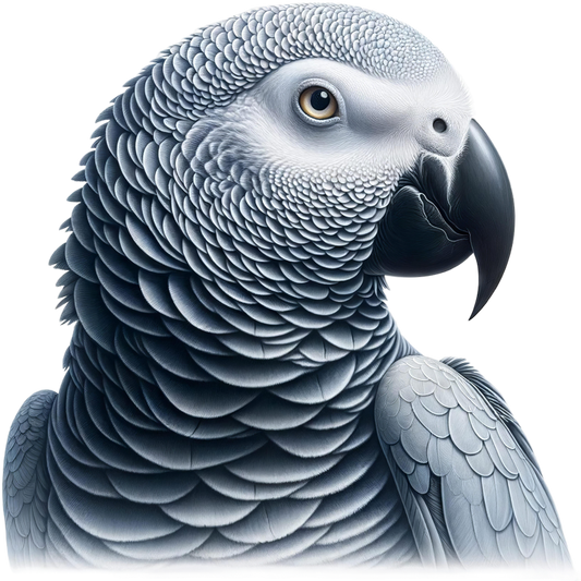 Grey Parrot Bird Head Close Up Vinyl Sticker Decal