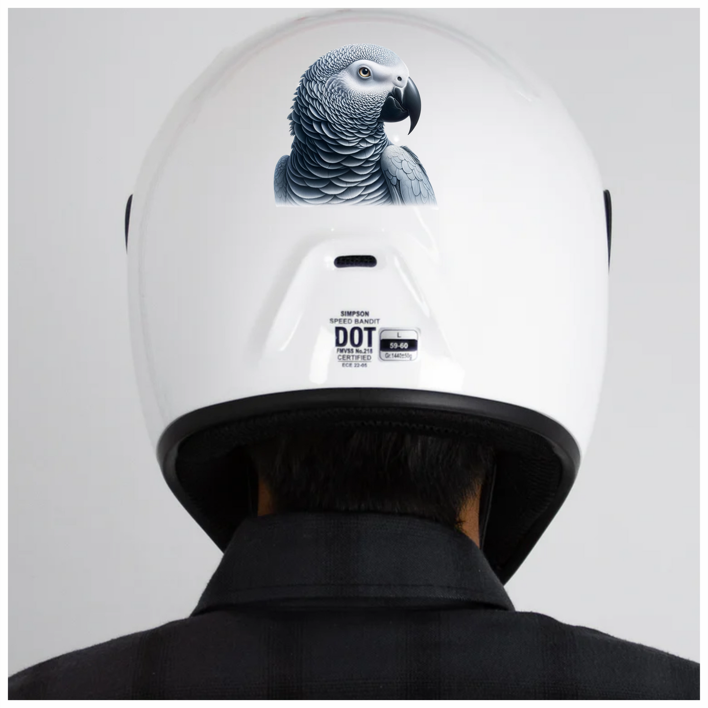 Grey Parrot Bird Head Close Up Vinyl Sticker Decal