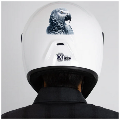 Grey Parrot Bird Head Close Up Vinyl Sticker Decal