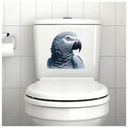 Grey Parrot Bird Head Close Up Vinyl Sticker Decal
