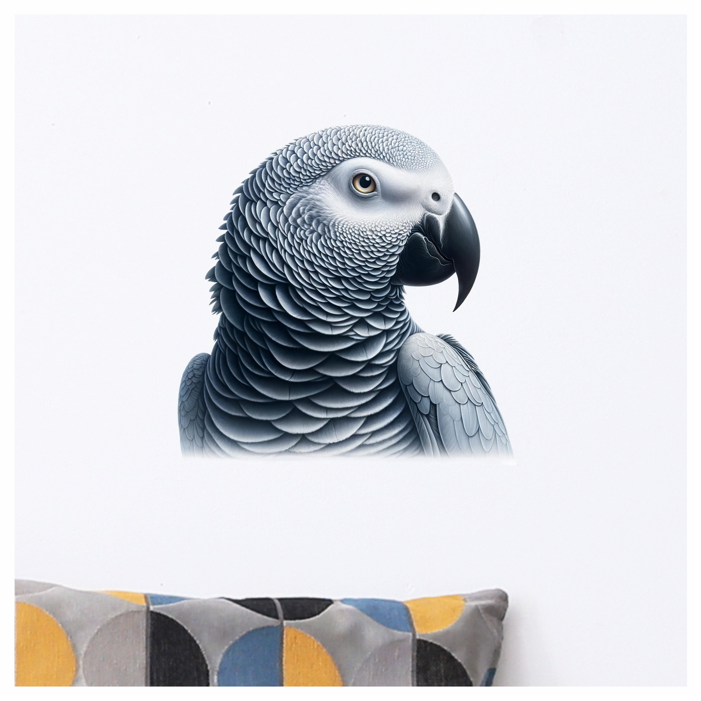 Grey Parrot Bird Head Close Up Vinyl Sticker Decal