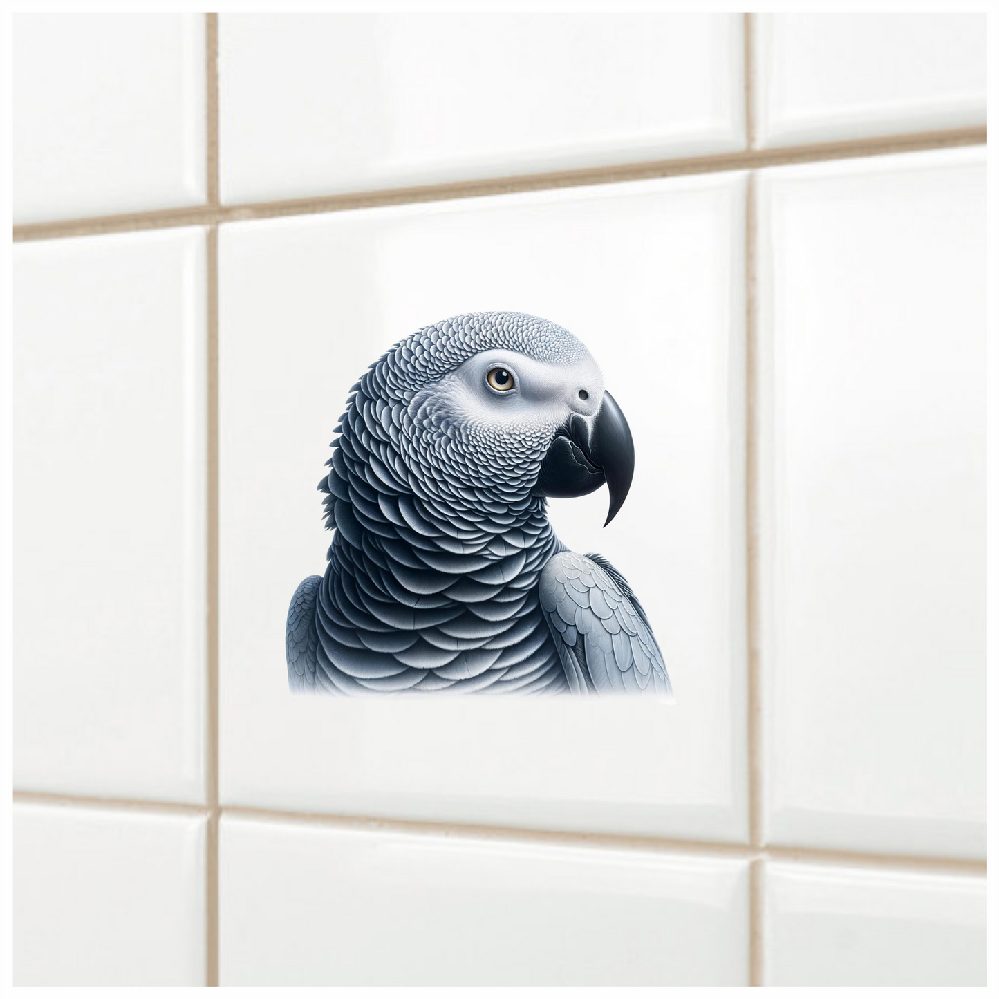 Grey Parrot Bird Head Close Up Vinyl Sticker Decal