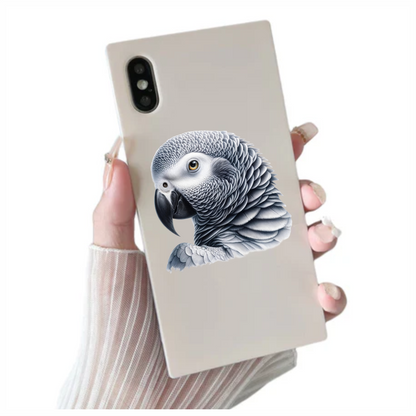 Grey Parrot African Bird Close Vinyl Sticker Decal