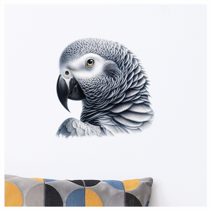 Grey Parrot African Bird Close Vinyl Sticker Decal