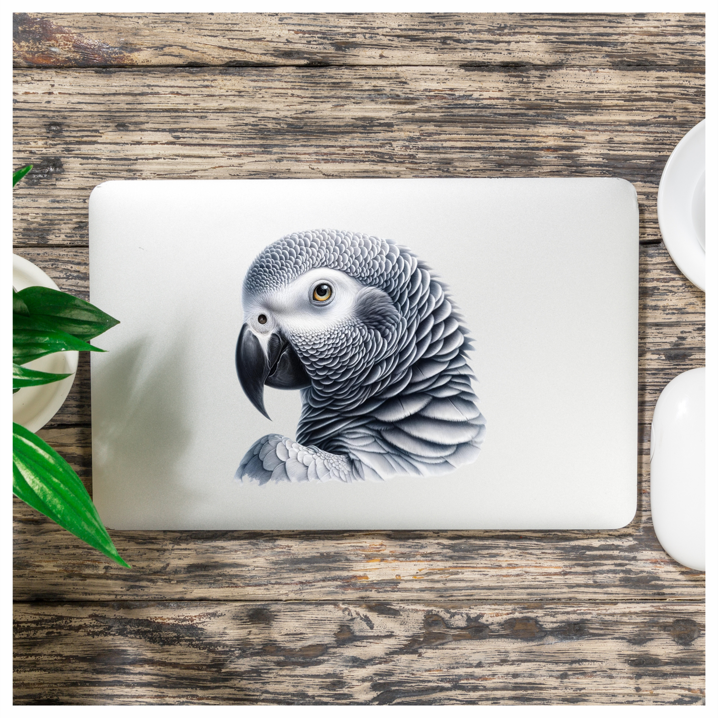 Grey Parrot African Bird Close Vinyl Sticker Decal