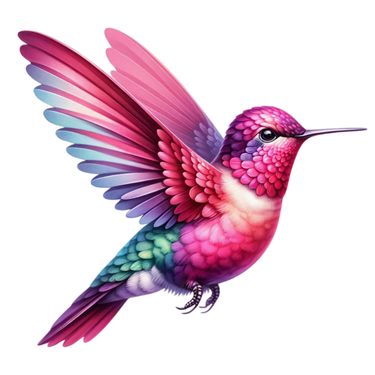 Pink Hummingbird Bird Flying With Wings Vinyl Sticker Decal