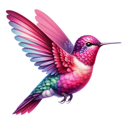 Pink Hummingbird Bird Flying With Wings Vinyl Sticker Decal