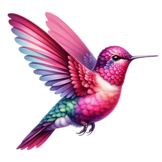 Pink Hummingbird Bird Flying With Wings Vinyl Sticker Decal