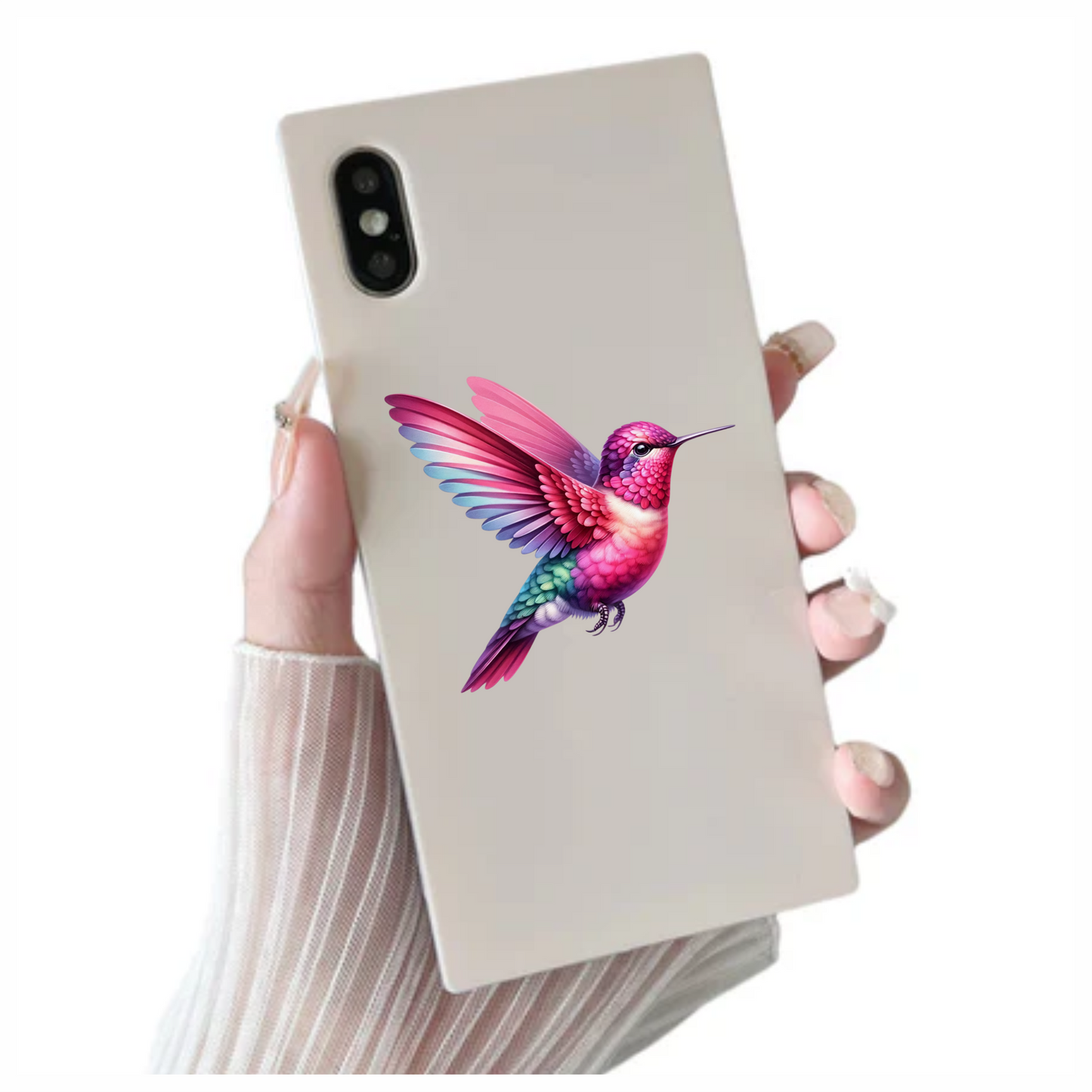 Pink Hummingbird Bird Flying With Wings Vinyl Sticker Decal