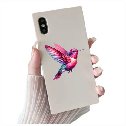 Pink Hummingbird Bird Flying With Wings Vinyl Sticker Decal