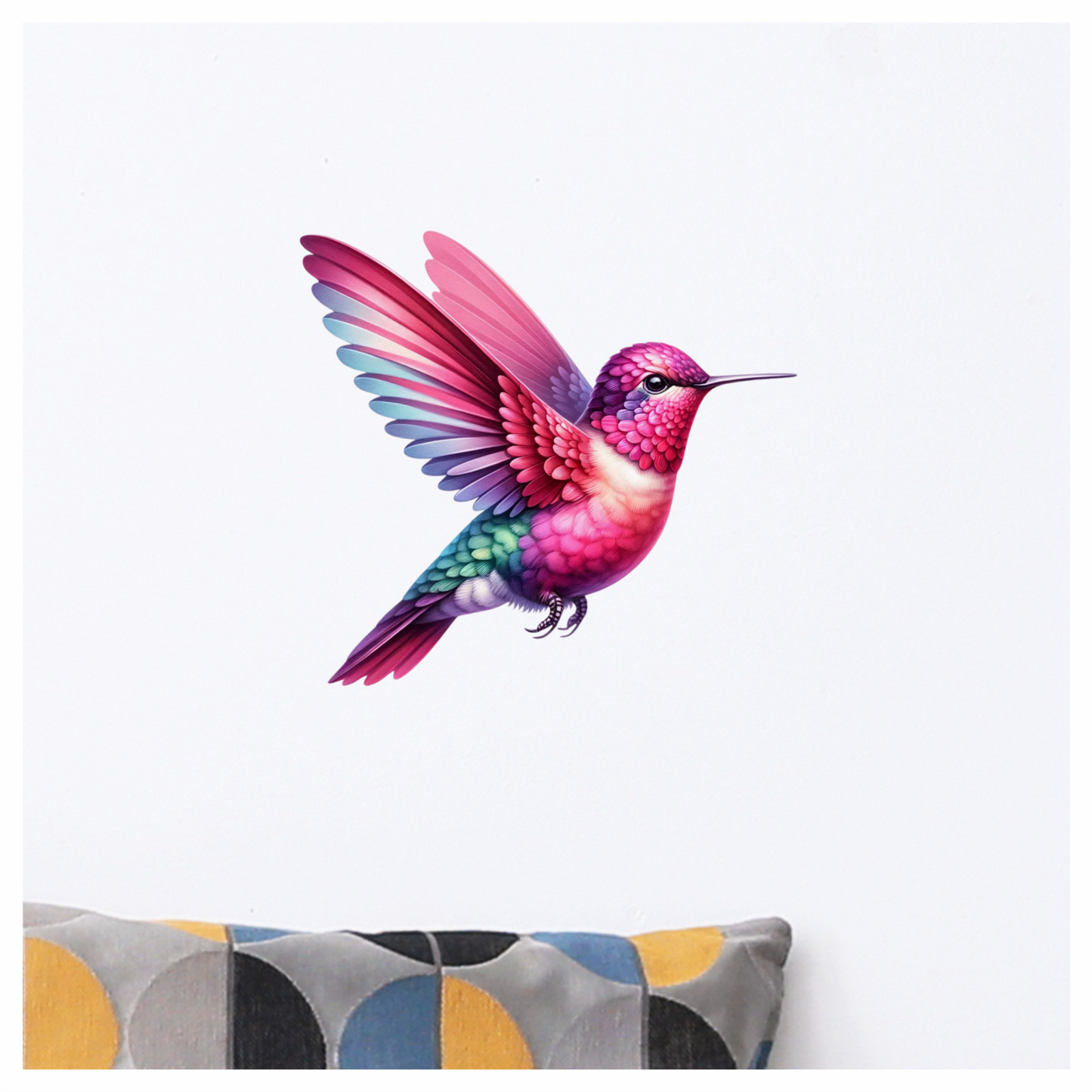 Pink Hummingbird Bird Flying With Wings Vinyl Sticker Decal