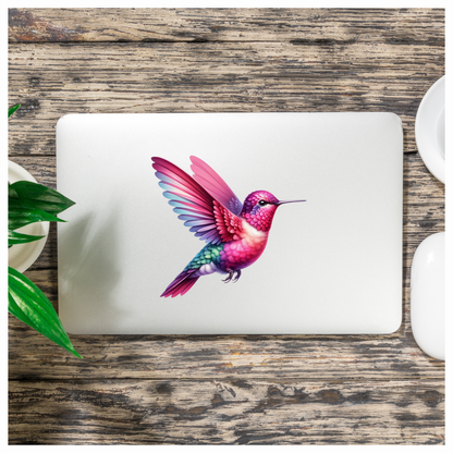 Pink Hummingbird Bird Flying With Wings Vinyl Sticker Decal