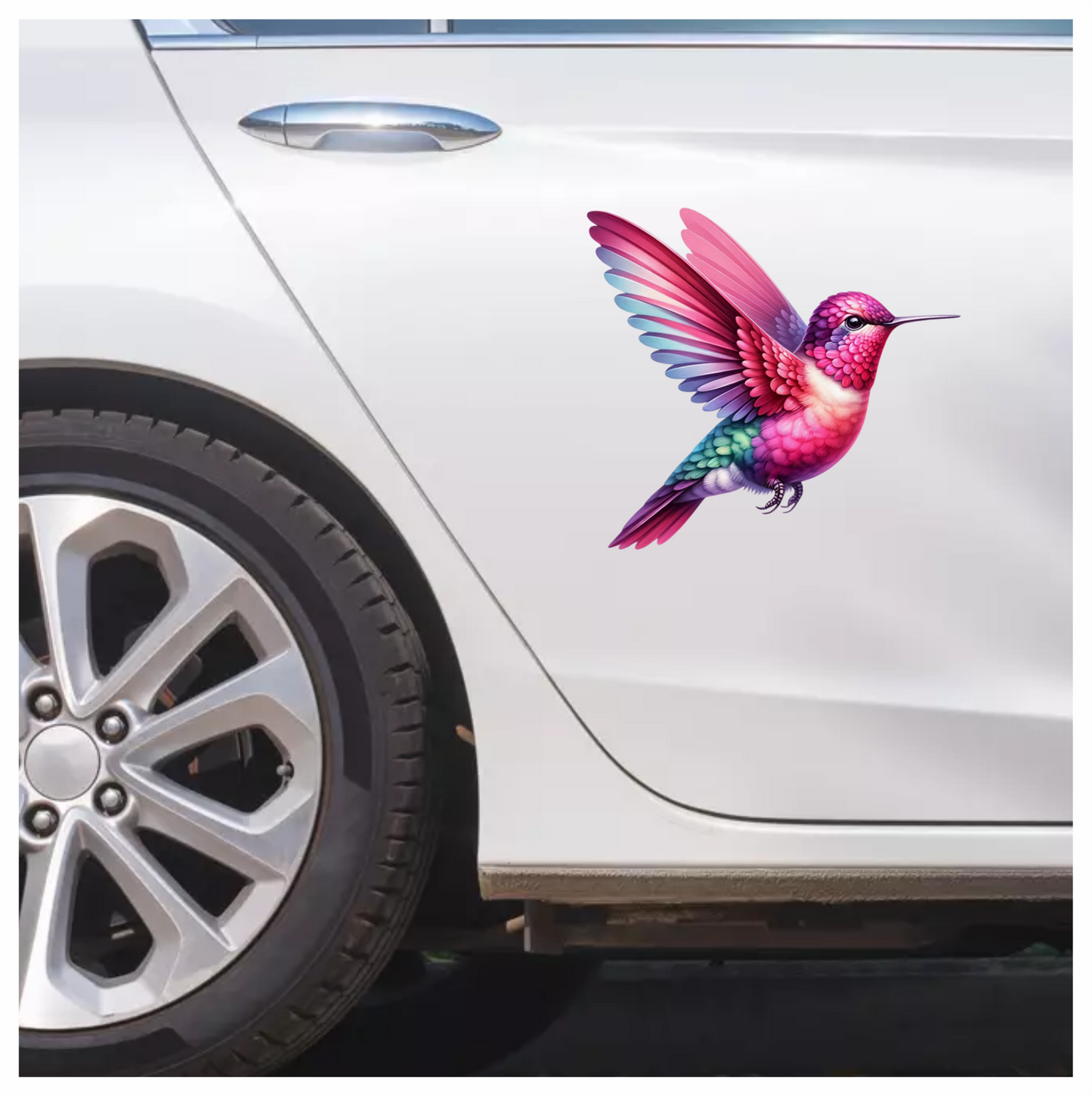 Pink Hummingbird Bird Flying With Wings Vinyl Sticker Decal