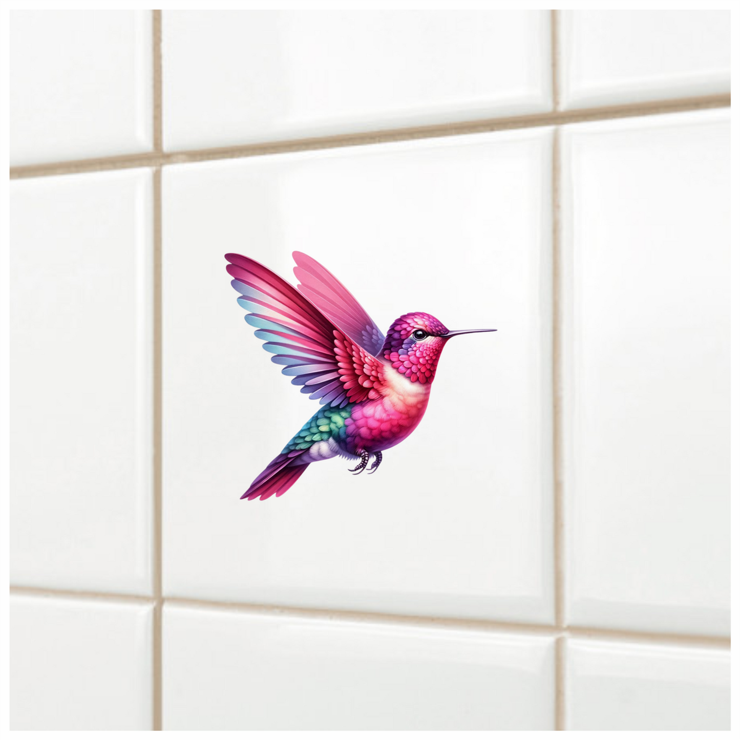 Pink Hummingbird Bird Flying With Wings Vinyl Sticker Decal
